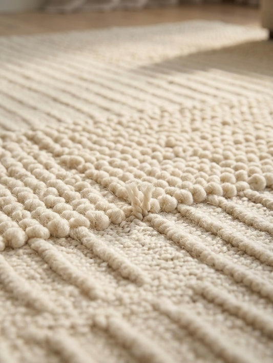 Handcrafted Boho Wool & Cotton Area Rug - Eco-Friendly Decor, (The Loop edition)