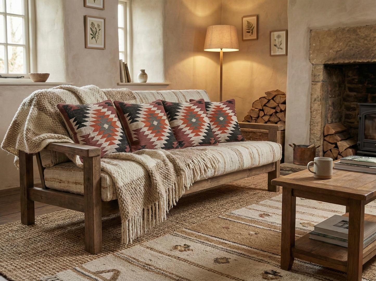 Jute Pillow Cover- Natural Cushion cover (Stepwell Collection)