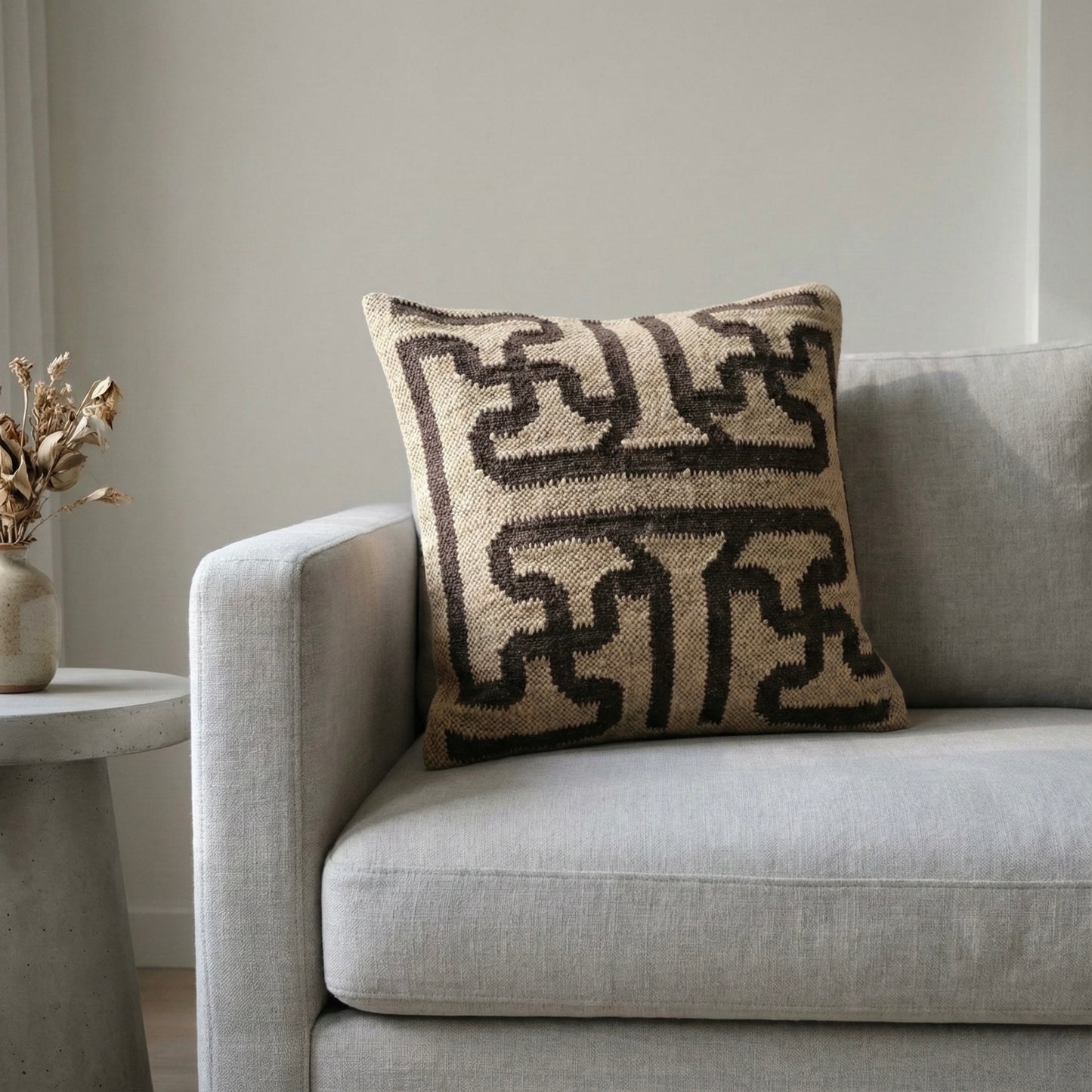 Handwoven Jute Wool Cushion Cover