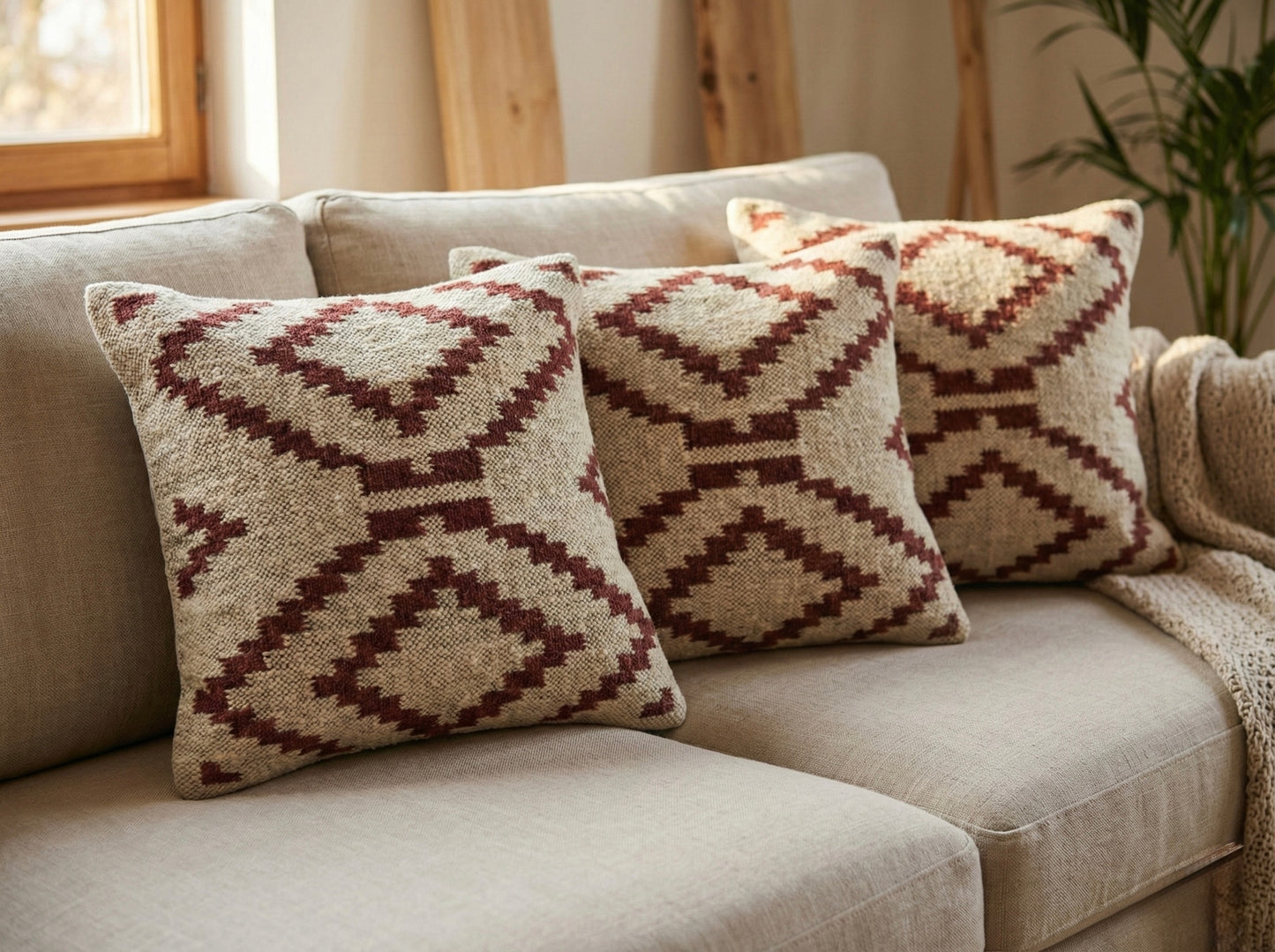 Jute Cushion Cover- Natural Cushion cover (Stepwell Collection)