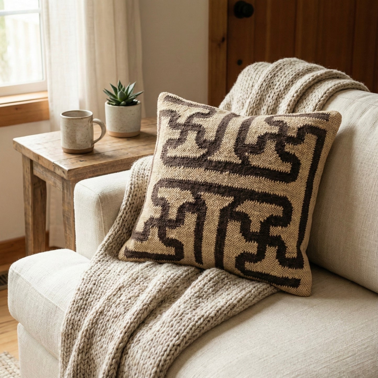 Handwoven Jute Wool Cushion Cover