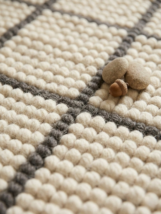 Handcrafted Chunky Boho Wool & Cotton Area Rug - Eco-Friendly Decor, (The Loop edition)