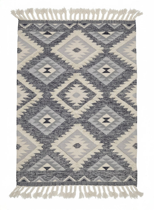 Handcrafted Boho Wool & Cotton Area Rug - Eco-Friendly Decor, (The Boho edition)