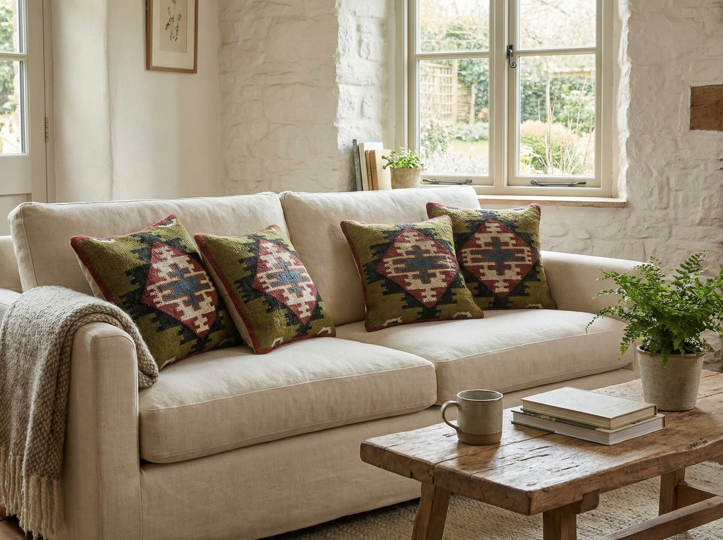 Jute Cushion Cover- Natural Cushion cover (Stepwell Collection)