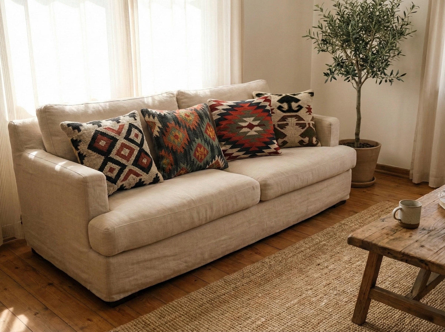 Handwoven Jute Wool Cushion Cover