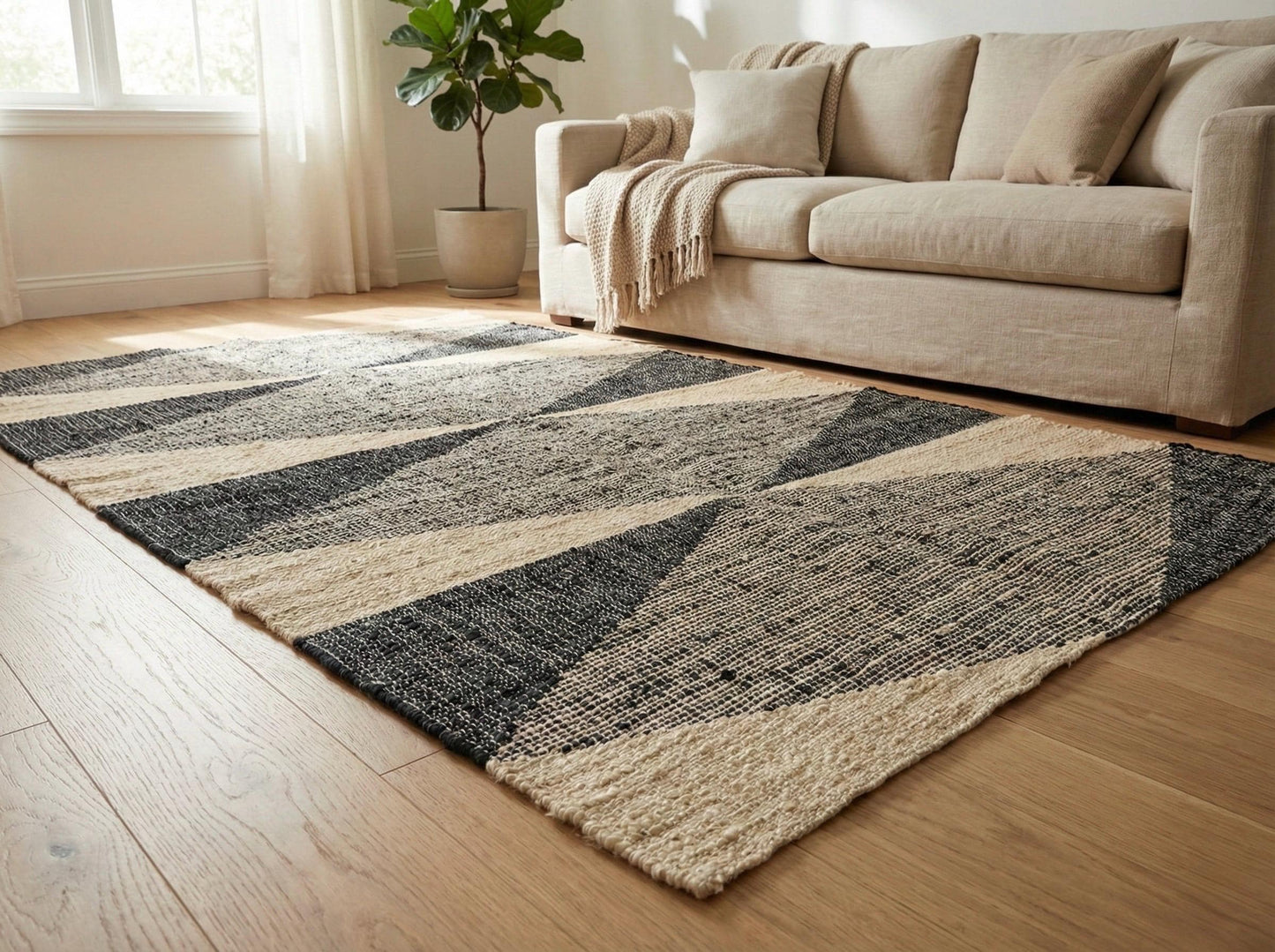 Handwoven Jute Wool Rug